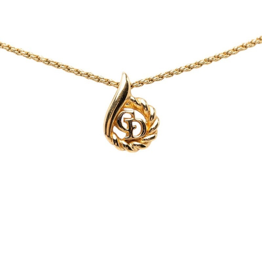 Dior CD Logo Pendant Necklace Gold Plated GP